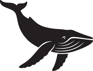 Elegant humpback whale in motion art, Powerful sea animal black and white