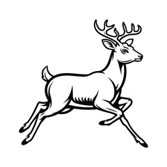Obraz premium Stylized Deer in Motion, Monochromatic Illustration