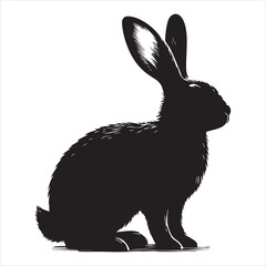 Naklejka premium Silhouette vector of a rabbit standing on a white background