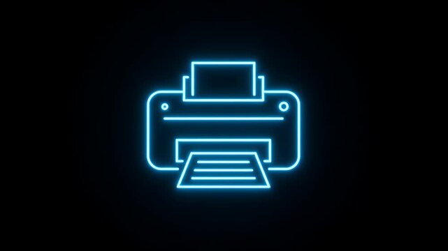 Neon blue outline of a printer