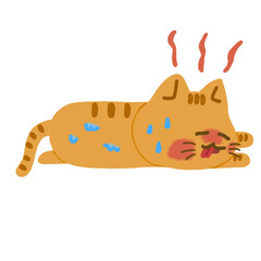 暑さで弱った猫