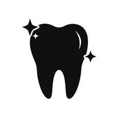 Silhouette of sparkling tooth icon for dentist clinics clean teeth and health symbols