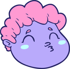 cartoon male face in bright neon color