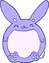 cartoon rabbit in bright neon color