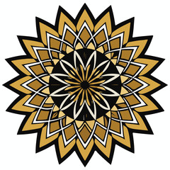 A vibrant vector illustration of a floral sun and star design, perfect for a summer nature pattern or golden decorative element