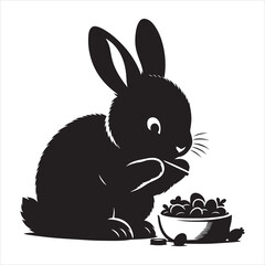 Silhouette vector of a rabbit standing on a white background