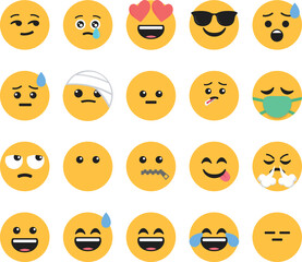Emoji faces. Collection of emoticons