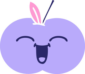 flat color retro cartoon of a red apple in bright neon color