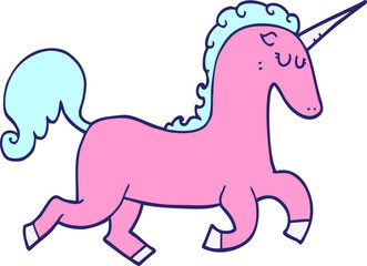 cartoon unicorn in bright neon color