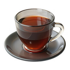 Glass teacup with tea isolated on transparent background