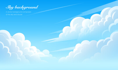 Horizontal version of blue sky white cloud background
