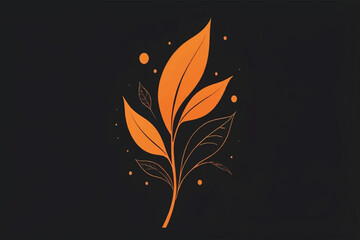 orange with leaf isolated,