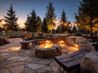 Incredible backyard fire pit patio and party space