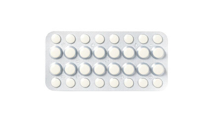 White tablet blister pack isolated on transparent background