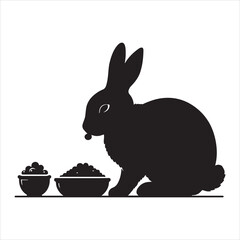 Silhouette vector of a rabbit standing on a white background