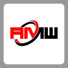 AMW logo. AMW letter. AMW letter logo design. Initials AMW logo linked with circle and uppercase monogram logo. Modern Red and Black Initials Logo for Corporate, AMW typography for technology, 