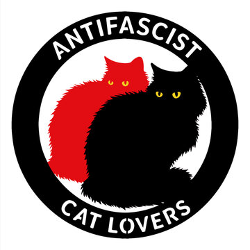 3D Shadow Box, 5 layers, black and red antifascist cats emblem template