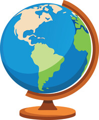 Stylized globe showing south america and parts of north america