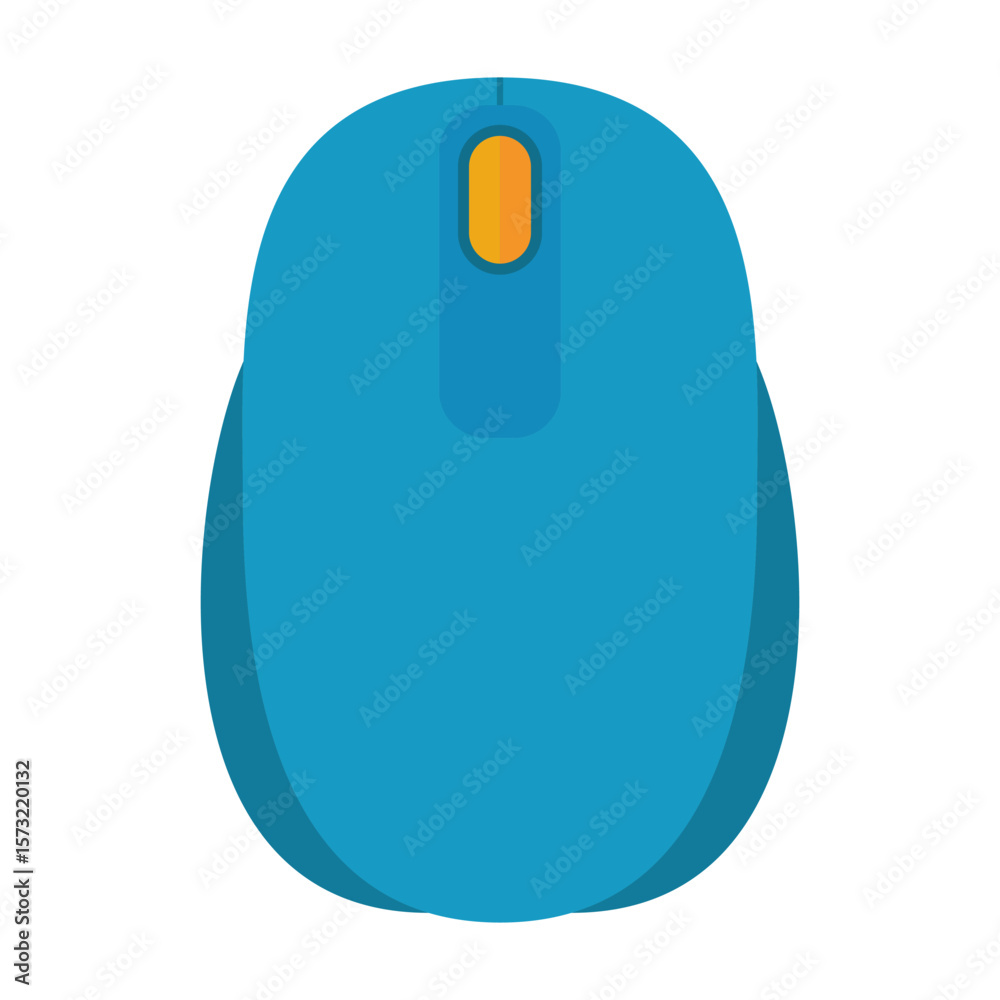 Fototapete Modern Wireless Mouse. Top View. Vector Illustration. This vector illustration features a clean design of a modern wireless computer mouse, shown from a top down perspective.