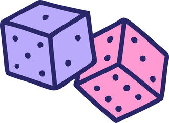 iconic tattoo style image of lucky dice in bright neon color