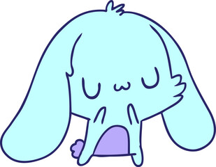 cartoon illustration kawaii cute furry bunny in bright neon color