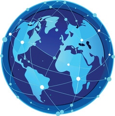 Global network connections and digital world map