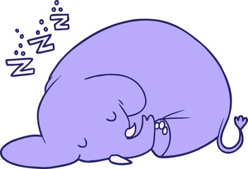 cartoon sleeping elephant in bright neon color