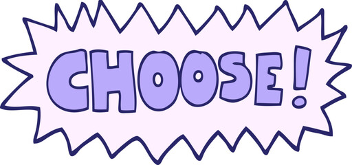 hand drawn doodle style cartoon choose symbol in bright neon color