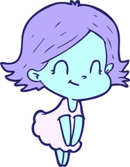 cartoon friendly girl in bright neon color