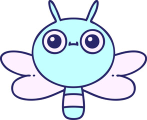 cartoon of a cute bug in bright neon color