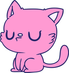 freehand drawn cartoon of cute kawaii cat in bright neon color