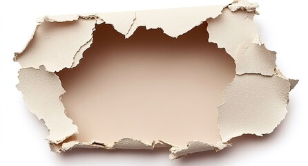 Ripped beige paper, empty hole