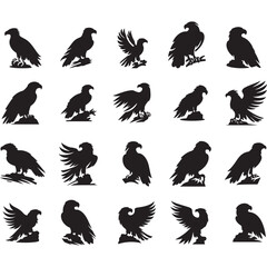 Eagle Silhouette Vector Collection, Black Eagle Icon