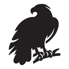 Silhouette of a Powerful Eagle Perched on Rock – Majestic Bird of Prey Illustration for Logo, Tattoo, or Wildlife Design Concept