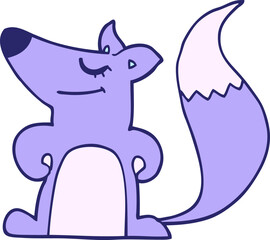 cartoon fox in bright neon color