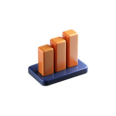 Purple 3D Bar Graph Icon