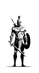 Medieval Knight with Spear and Shield Silhouette Vector
