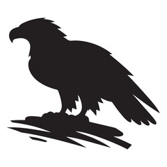 Silhouette of a Powerful Eagle Perched on Rock – Majestic Bird of Prey Illustration for Logo, Tattoo, or Wildlife Design Concept