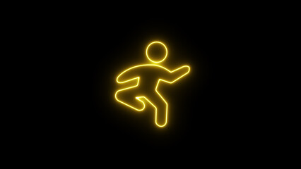 Neon Yoga Poses Icon. glowing creative unique black yoga lunge crescent pose icon.