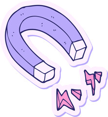 sticker of a cartoon magnet in bright neon color