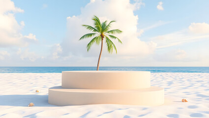 Obraz premium Tropical Beach Pedestal Product Scene
