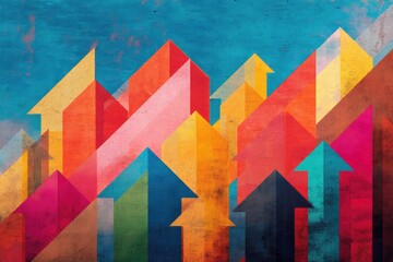 colorful abstraction of educational success metrics rising like graphs into the sky