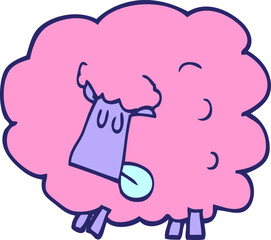 cartoon doodle black sheep in bright neon color