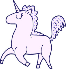 cartoon doodle unicorn in bright neon color