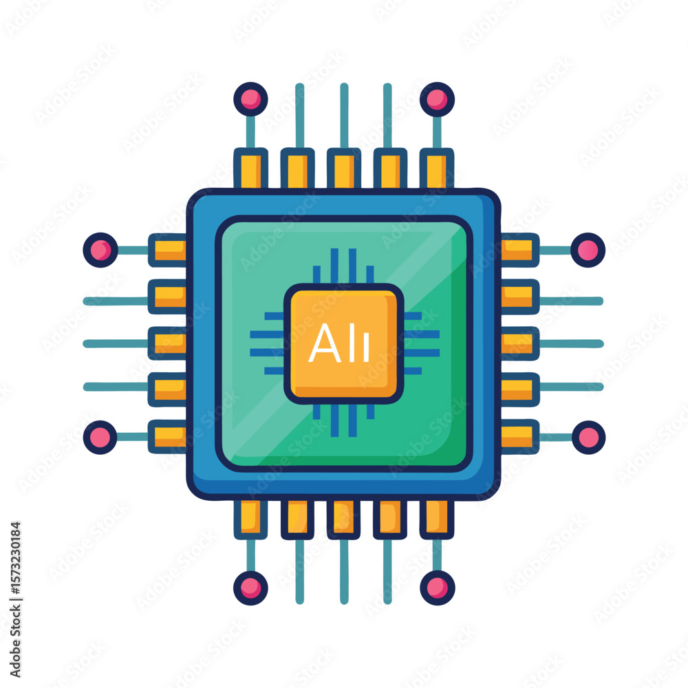 Poster abstract ai processor chip silhouette representing artificial intelligence and technology isolated o