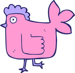 cartoon chicken in bright neon color