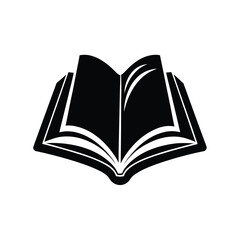 Stylized silhouette of an open book with turning pages isolated on a clean white background for graphic design isolated on white background