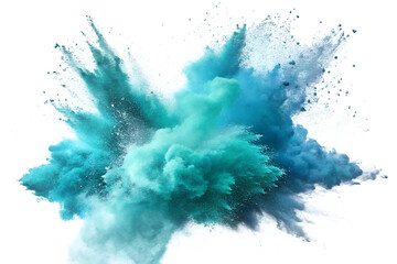 abstract watercolor background , Blue Teal Powder Explosion White Background