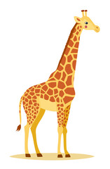 Obraz premium Standing Giraffe Vector in Side Profile with Long Neck and Spotted Texture, Solid Black Silhouette Illustration for Wildlife, Safari, and Animal Design Concepts