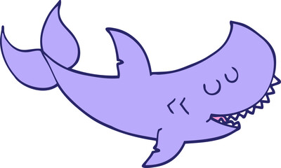 cartoon shark in bright neon color